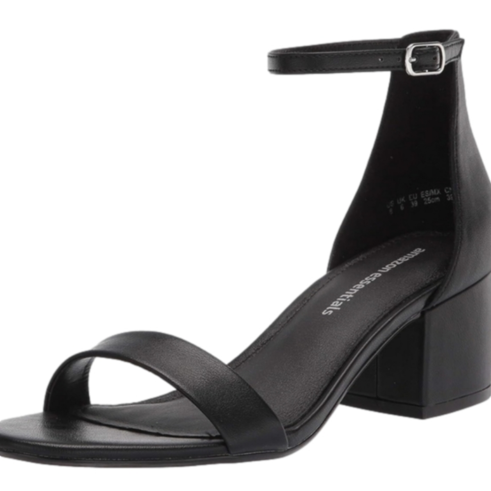 Amazon Essentials Ankle Strap Sandal Low Heeled Shoes Black